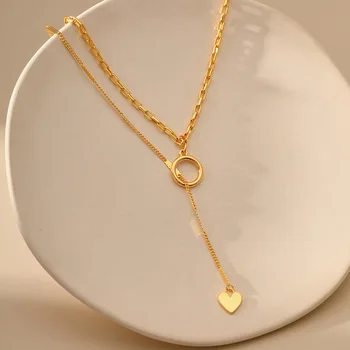 CCGOOD, многослойные цепочки золотого цвета, ожерелье с подвеской в виде сердца для женщин, модная минималистичная шкатулка для украшений, цепочка-ошейник, подарок для подруги