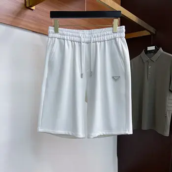 CINESSD Модные повседневные Летние однотонные мужские шорты 2023 года с треугольным знаком, Прямые Свободные укороченные брюки