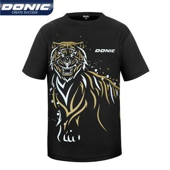 DONIC 83237 Джерси для настольного тенниса, Мужские и женские спортивные футболки, дышащие футболки для пинг-понга с тигровым принтом, Короткий рукав, круглый вырез.