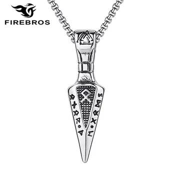 FIREBROS, высококачественная нержавеющая сталь 316L, руна норвежской мифологии, копье Одина, кулон, ожерелье викингов, мужские винтажные украшения в стиле хип-хоп.