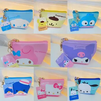 Kawaii Sanrio Аниме My Melody Портативная сумка Мультфильм Hello Kitty Cinnamon Roll Милая девушка Кошелек для монет, сумка для ключей, свободный кошелек