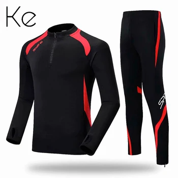 KE черный футбольный спортивный комплект, детская тренировочная форма, осенне-зимний спортивный костюм для взрослых, детский мужской и женский