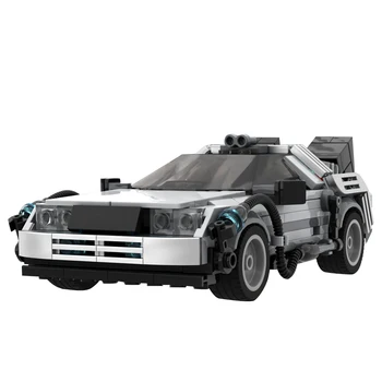 MOC Deloreaned Назад в будущее, гоночный автомобиль, Машина времени, Кирпич, грузовики технической научной фантастики, строительные блоки, детская игрушка