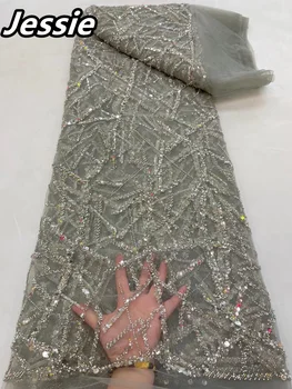 N2024 Африканская вышивка блестками Высокого качества С великолепным бисерным рисунком Сетчатая ткань Французский тюль Сетчатая ткань для шитья платья своими руками