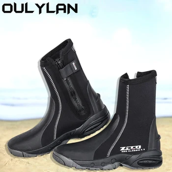 Oulylan, 5 мм Неопрен, сохраняющий тепло, Ботинки для дайвинга, Подводное плавание, Водная обувь с высоким берцем, нескользящая Обувь для подводной охоты, Охотничья обувь