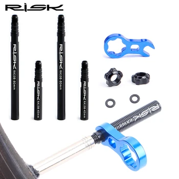 RISK RA108 Встроенный Съемный Велосипед диаметром 45 мм 80 мм, Внутренние трубки для велосипеда, Удлинитель клапана Presta, Удлинитель с гаечным ключом, Алюминий