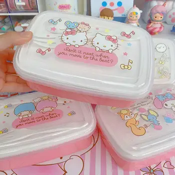 Sanrio Cinnamoroll My Melody Littletwinstars Hello Kittys Пластиковая Коробка для ланча с Лапшой быстрого приготовления Студенческая Коробка для Бенто С Подогревом в микроволновой печи