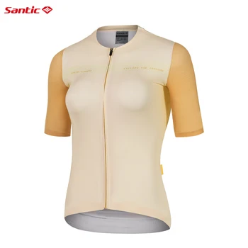 Santic Женская велосипедная летняя велосипедная одежда для велоспорта на открытом воздухе, Короткий топ, Дышащая Удобная Быстросохнущая велосипедная одежда, Азиатский Размер