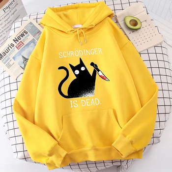 Schrodinger Is Dead Black Cat Мужская Уличная Одежда На Открытом Воздухе Удобная Толстовка С Капюшоном Дышащие Модные Толстовки Базовый Спортивный Костюм Большого Размера