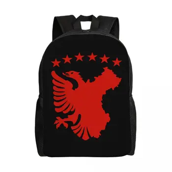 Shqipe Автохтонный флаг, необходимый рюкзак для ноутбука, женская мужская базовая сумка для книг для студентов колледжа, Косово, Албания, сумки Eagle
