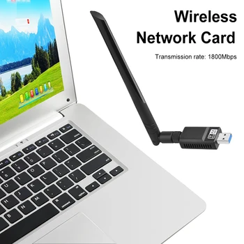 WiFi Ключ Двухдиапазонный 5 ГГц 2,4 ГГц Сетевая Карта 1800 Мбит/с Высокоскоростной USB3.0 WiFi 6 Адаптер Ключ с Антенной для Настольного ноутбука