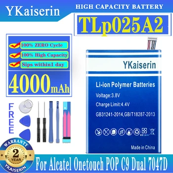 YKaiserin TLp025A2 Аккумулятор 4000 мАч Для Alcatel One Touch Onetouch POP C9 Dual 7047D Idol X Plus OT 6043D 8000D 8008D TCL S960