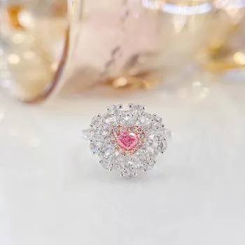 YM2023 Изысканные ювелирные изделия Из настоящего 18-каратного золота с розовыми бриллиантами 0,21 карата, Обручальные Женские кольца для женщин, кольцо с мелкими бриллиантами, Техас