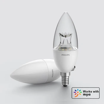 Youpin Philips Умная светодиодная лампа в форме свечи E14 с лампочкой 3,5 Вт 0.1A 50/60 Гц WiFi Пульт дистанционного Управления от Mi Home App Group Control