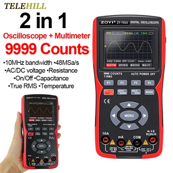 ZT-702S Цифровой Осциллографический Мультиметр Амперметр Вольтметр Текущая Емкость Ом Истинно Среднеквадратичный Измеритель Частоты дискретизации в реальном времени 48 мса/с