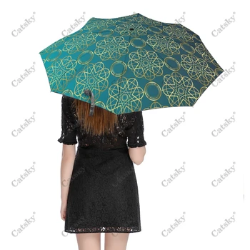 Абстрактный зонт исламского искусства Rain Женский Автоматический зонт с тремя складывающимися солнцезащитными зонтиками Мужской портативный зонтик