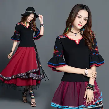 Азиатский стиль шинуазри традиционная китайская одежда вышивка вышитые рубашки женские блузки для женщин платье рубашка женский топ