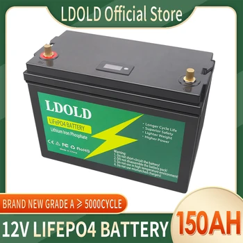 Аккумулятор 12V LiFePO4 Емкостью 150AH, Встроенный в Блок Литий-железо-фосфатных элементов BMS Для Замены Большей части резервного источника домашнего хранения энергии