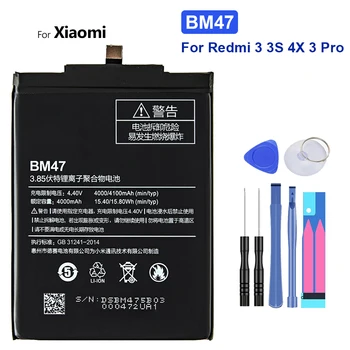 Аккумулятор Bateria 4000 мАч BM47 Для Xiao Mi Xiaomi Redmi 3 3S 3X3 Pro Redmi 4X Hongmi 3 S 4 X BM 47 Аккумуляторная Батарея Бренда Phone Batterie