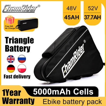 Аккумулятор ChamRider Ebike 18650 Cell Battery 52V Triangle Battery 48V 45AH Литиевая Емкость 1000 Вт 2000 Вт Супер Мощный Bafang