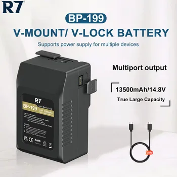 Аккумулятор R7 BP 199 V Mount 13500 мАч, литиевая батарея с V-образным замком для камер, смартфонов, ноутбуков, видеосигналов