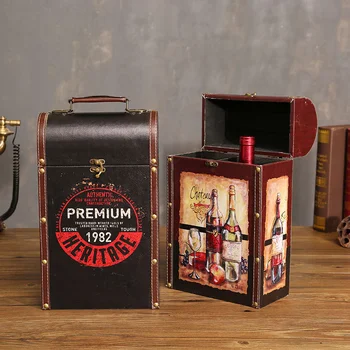 Американская двойная коробка-органайзер для красного вина Деревянная коробка для вина, чтобы отправить друзьям подарок Украшение домашнего винного шкафа Деревянная коробка