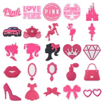Амулеты принцессы из розового крокодила для девочек, украшение для обуви из ПВХ, браслет, Аксессуары для браслетов, Подарок для женщин на вечеринку