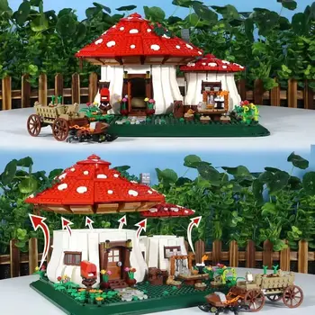 Архитектурная модель Street View Chinoiserie, грибной домик, собранные игрушки, подарок на фестиваль, Фарфор-Шикарный подарок на фестиваль для мальчиков и девочек