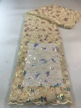 Африканская кружевная ткань Высокого качества, женское платье для свадебной вечеринки 2022 года, Нигерия, Вышитая сетка, шитье из белого французского чистого тюля. Последовательность
