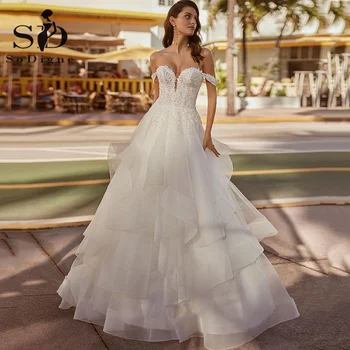 Бальное платье SoDigne, свадебные платья с открытыми плечами, свадебное платье невесты, vestido de noiva, роскошное платье невесты в стиле бохо