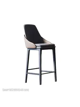 Барный стул из массива дерева, барный стул, простой современный кожаный домашний островной стул, барный стул, высокий табурет, высокий стул для гостеприимства