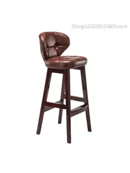 Барный стул из массива дерева, легкий роскошный барный стол и стул, современная простота, высокий табурет, барный стул, высокий табурет, домашний стул, бар