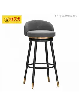 Барный стул с поворотной современной минималистичной спинкой для дома, барный стул на стойке регистрации, кассир, легкий роскошный косметический стул, высокий табурет