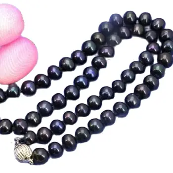 бесплатная доставка noble jewelr 8-9 мм черное ожерелье из пресноводного жемчуга 18 дюймов DIY женские ювелирные изделия горячей продажи