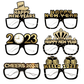 Блестящая Оправа Для Очков Happy New Year 3D Cheers Eyeglasses Party Favor Реквизит для Фотосессии на Новый год 2023-Украшения для Вечеринок