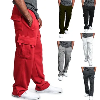 Брюки-карго Для мужчин 2023, длинные брюки с несколькими карманами, Уличная мода, Повседневные Брендовые Винтажные Повседневные Леггинсы для бега Трусцой, Мужская Уличная одежда
