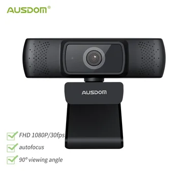 Веб-камера AUSDOM AF640 Full HD 1080P с автофокусом и микрофоном с шумоподавлением Веб-камера для Windows Mac