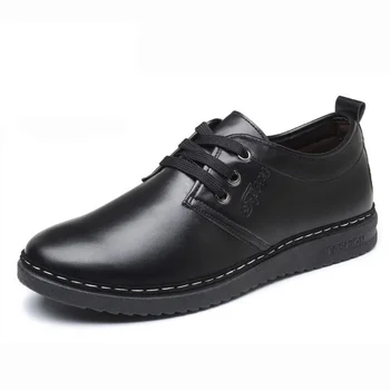 Весенне-летняя мужская повседневная кожаная обувь на шнуровке, коричневая мужская обувь на плоской подошве в английском стиле, Черная повседневная официальная обувь