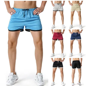 Весна/лето, новые короткие штаны для бега с завязками на талии, мужские быстросохнущие шорты
