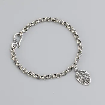Винтажные Тайские браслеты с серебряными листьями, Браслеты Для женщин, Ювелирные изделия, подарок для свадебной вечеринки, браслеты Mujer SL665