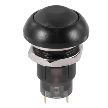 Водонепроницаемый кнопочный переключатель 12 мм SPST 2A IP67 с фиксацией, черный