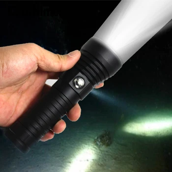 Водонепроницаемый фонарик для подводного плавания IPX8, мощная светодиодная подводная вспышка XM-L2, лампа для дайвинга, тактический фонарь