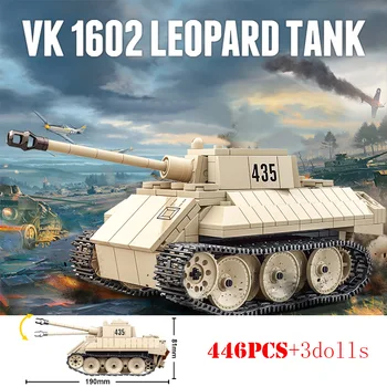 Военный Немецкий VK1602 Leopard light Tank Строительные блоки WW2 Soldie Army Panther Средние танки, Кирпичи, Детские Игрушки, Подарки