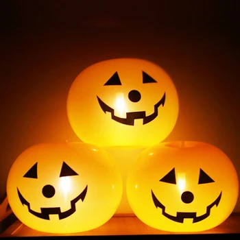 Воздушные шары с подсветкой на Хэллоуин, праздничная атмосфера с призрачным лицом, освещение на батарейках для внутренних и наружных украшений