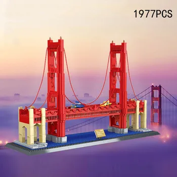 Всемирно известная архитектура США Мост Золотые Ворота Сан-Франциско Америка Модель строительного блока Коллекция развивающих игрушек