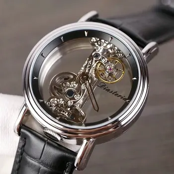 Выдалбливают прозрачные мужские часы, механические Автоматические часы для мужчин, водонепроницаемые Модные деловые наручные часы, мужские часы