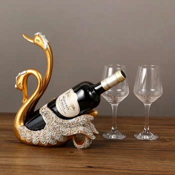 Высококачественная легкая Роскошная подставка для винных бутылок Swan, украшение ресторана, креативный винный шкаф в европейской гостиной, винная полка для вина