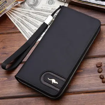 Высококачественный мужской кожаный бумажник, длинный кошелек на молнии, клатч большой емкости, сумка для телефона, ремешок на запястье, портмоне, держатель для карт для