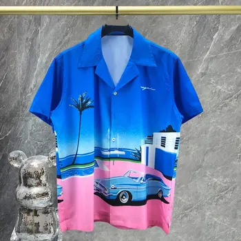 Гавайские рубашки, Летняя рубашка, мужская уличная одежда, пляжная рубашка с принтом 