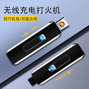 Двусторонняя USB-зажигалка для зарядки вольфрамовой проволокой, ветрозащитная и беспламенная прикуриватель с кнопкой подъема
